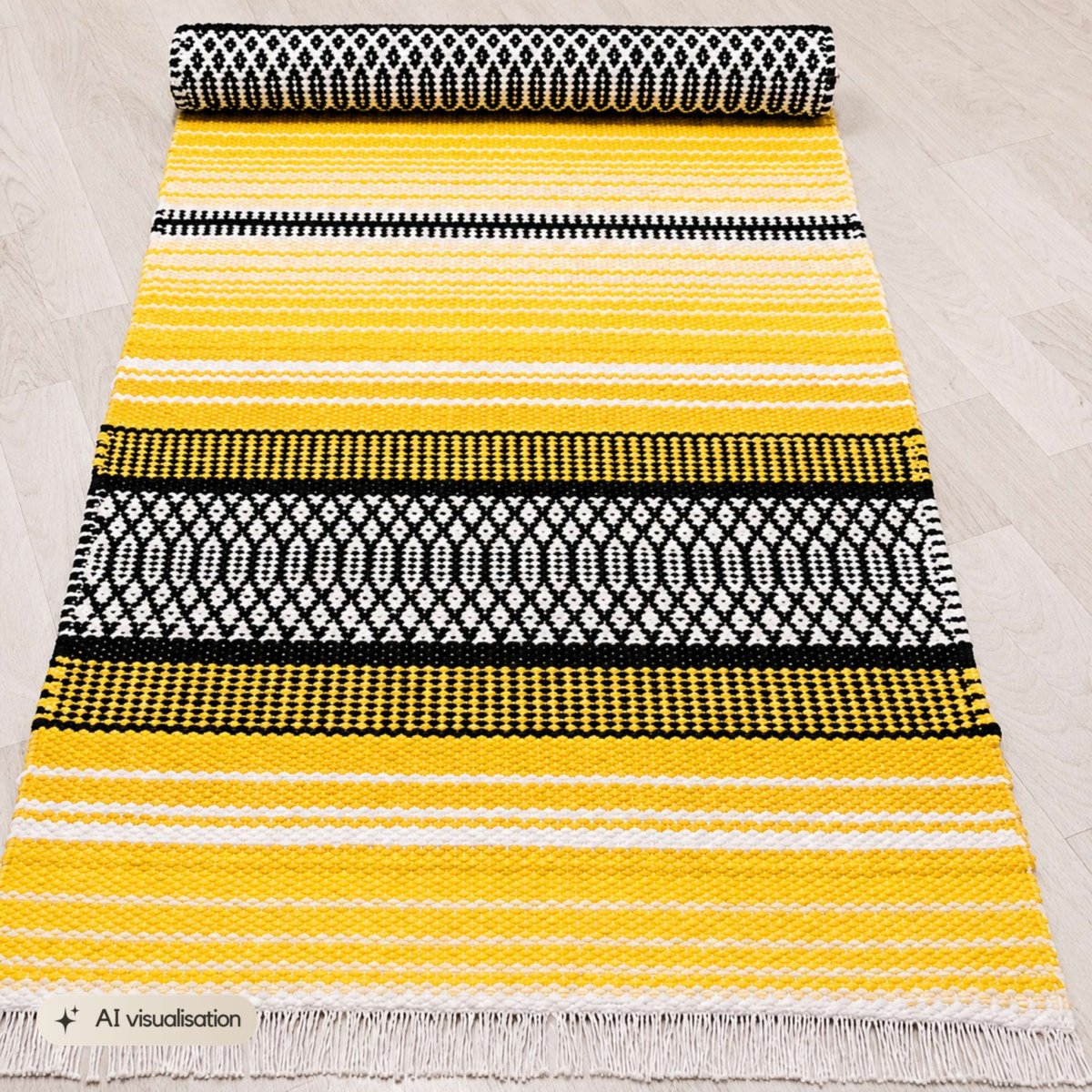 BERTA puuvillamatto Rulla - keltainen