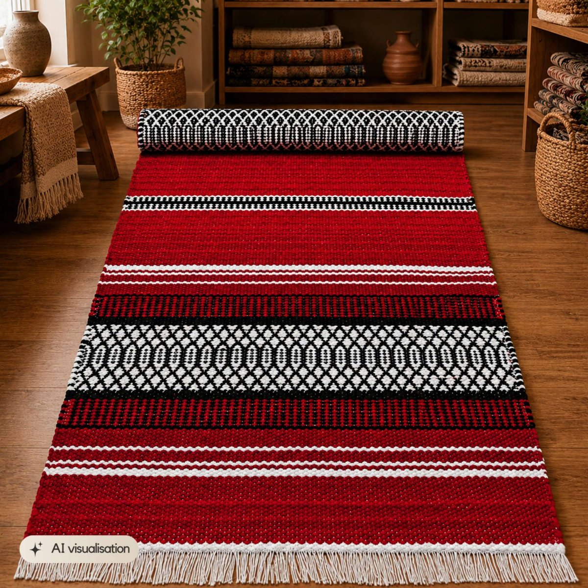 BERTA puuvillamatto - punainen