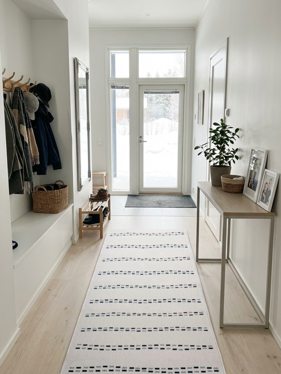 Domino käytävämatto musta-valkoinen 80 cm