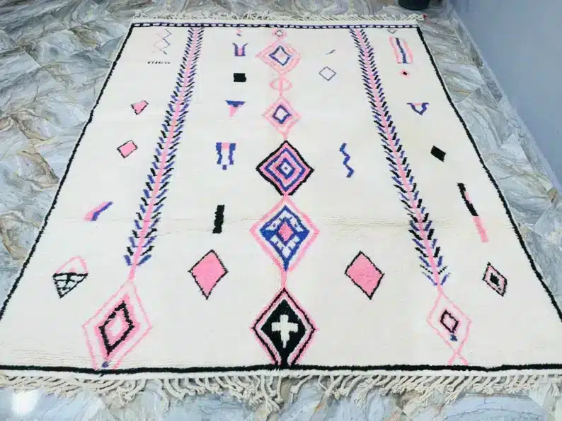 Marokkolainen Beni Ourain matto värikäs 250x305cm