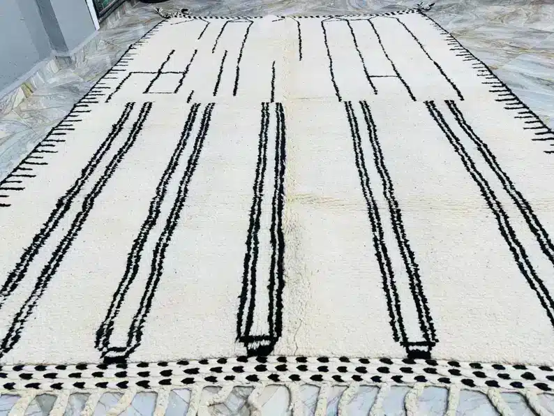 Marokkolainen Beni Ourain matto valkoinen 210×300 cm