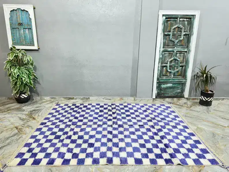 Marokkolainen Beni Ourain matto, ruutu 205×300 cm