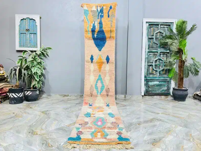 Marokkolainen vintage Beni Ourain käytävämatto 74×408 cm